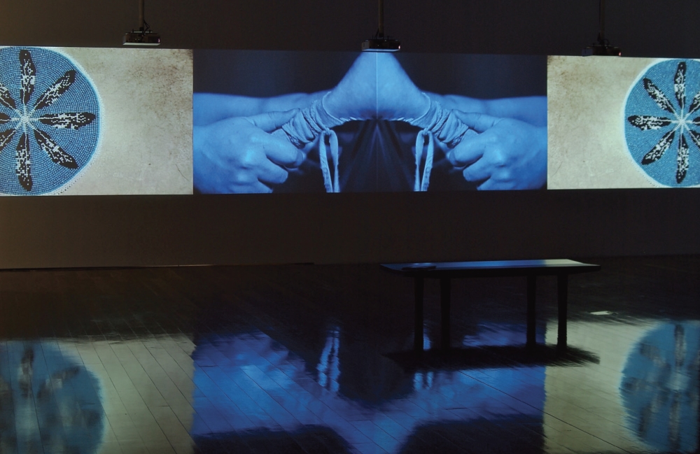 Dana Claxton, Rattle (image still), four-channel video installation with sound