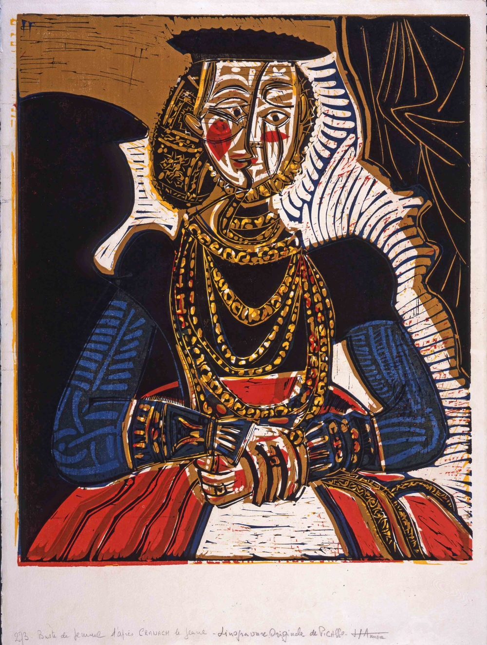 A Pablo Picasso linocut of a young woman