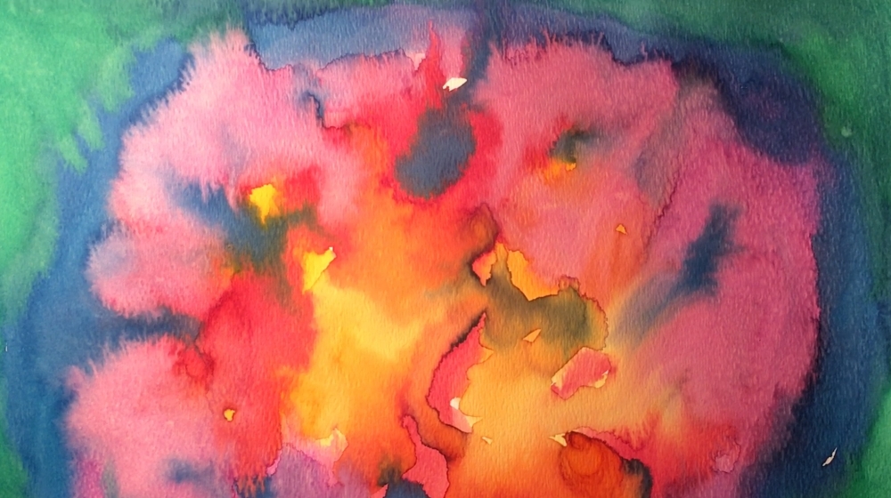 Abstract artwork created using water and markers