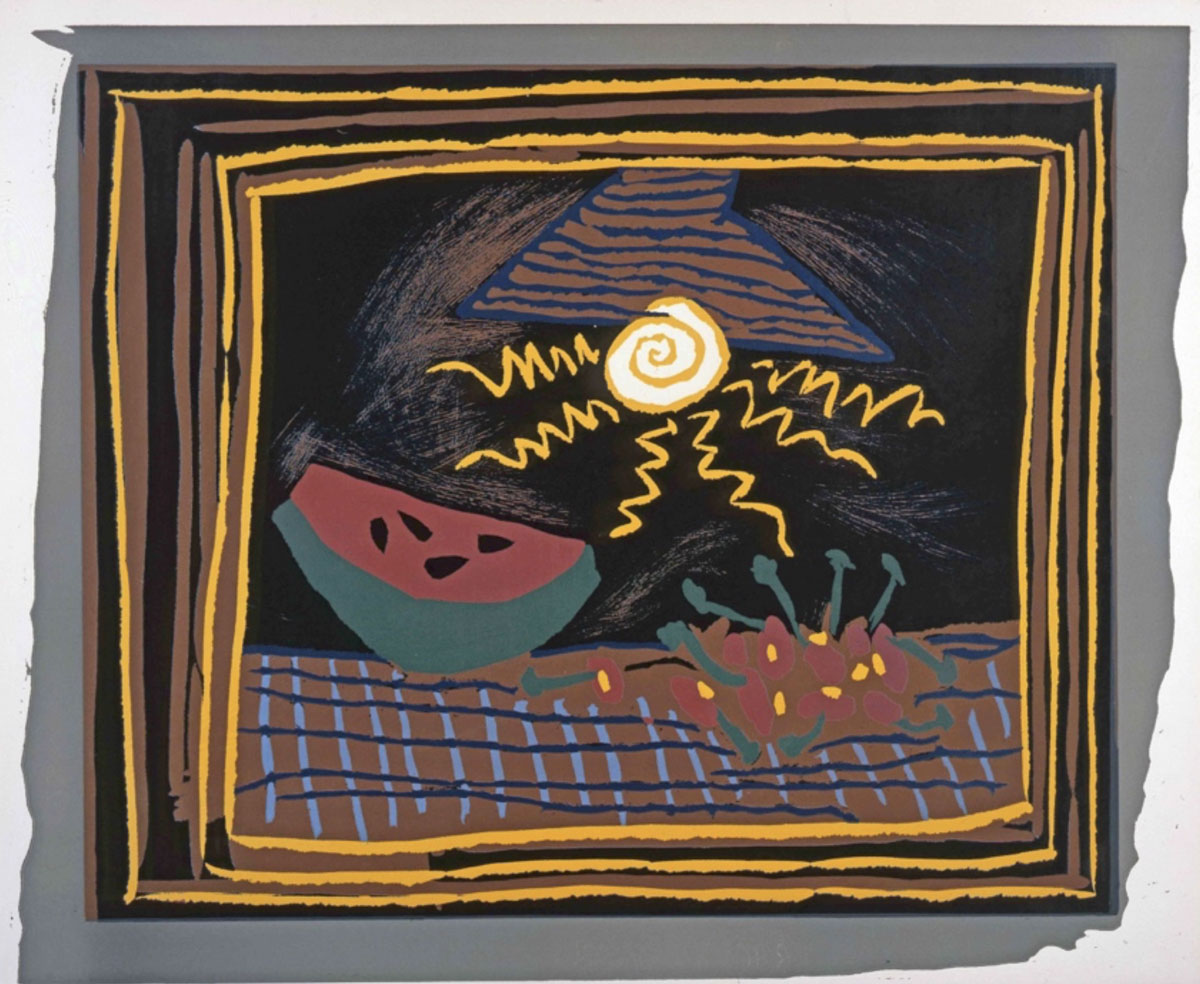 Pablo Picasso, Nature morte u00e0 la pastu00e8que, 1962, linocut print, 73 x 60 cm. Remai Modern Collection. Gift of the Frank and Ellen Remai Foundation, 2012. Image: u00a9 Estate of Pablo Picasso/SOCAN (2019).