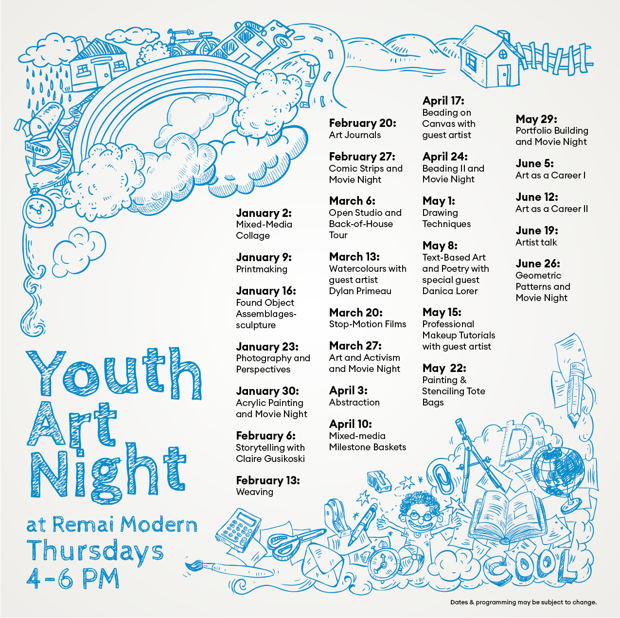 YouthArtNight Schedule Graphic